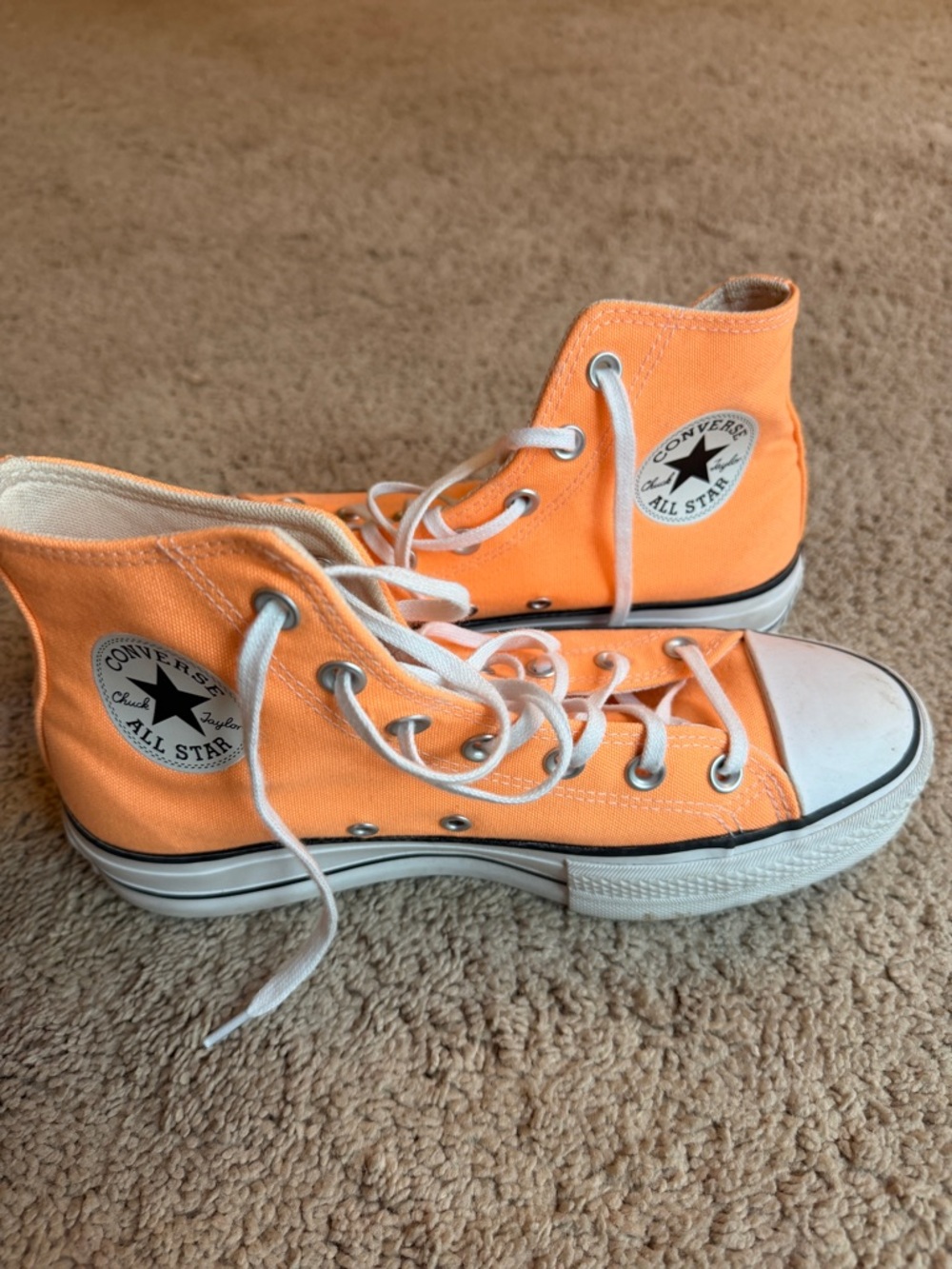Platform Converse High-Top Canvas Sneakers in Orange - Picture 2 of 4